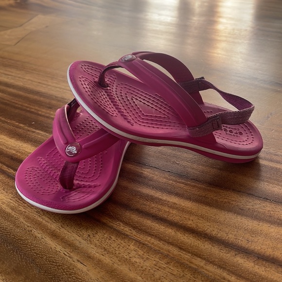 Kids Croc Sandals Flip Flop Pink Toddler Girls sz 8 - Picture 3 of 6